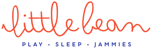 Logo of 'little bean' with tagline 'Play Sleep Jammies' on a white background